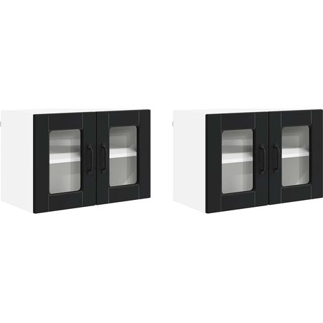Maison Exclusive - Armario de vidrio para pared PORTO 2 pcs Negro