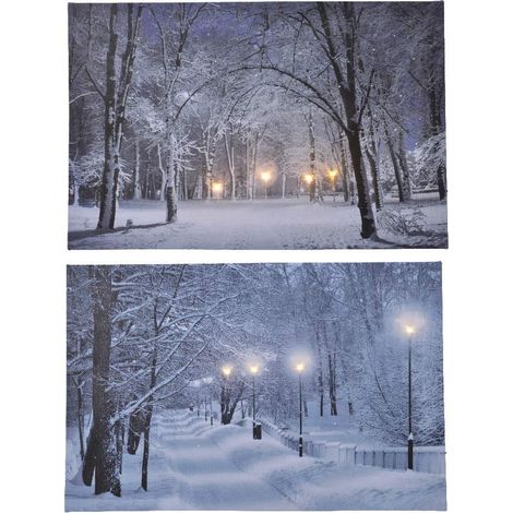 Quadro led paesaggi innevati 58x1,5x38cm 6 led 2 modelli assortiti (1/2)