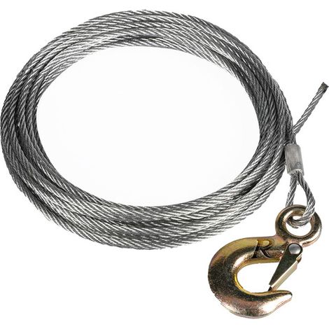 Ribimex – Câble métallique 10 mètres diamètre 5mm – Crochet pour levage – Résistance à la traction élevée – Usage chantier et manutention