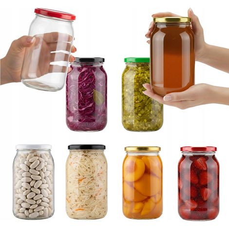 24 barattoli da 900 ml Ø82 in vetro per conserve, tinture, miele, marmellata, cetrioli 0,9 l (1/5)