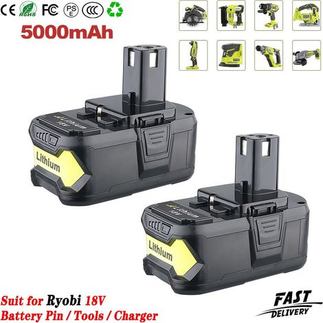 Pdstation – Pack de 2 batteries Li-ion 18V 5.0Ah P108 – Compatible Ryobi ONE+ – Performance durable pour outils électriques - 2Pack