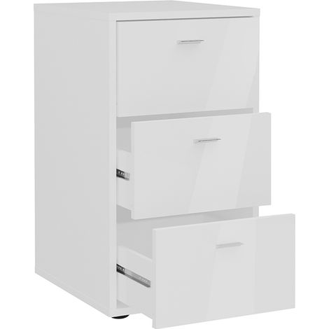 Nachttisch Nachtschrank mit 3 Schubladen in Hochglanz weiß, VUKA-10, für Boxspringbetten geeignet, B/H/T ca. 35/62,4/39,9 cm (1/5)