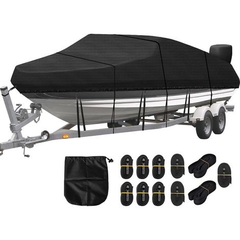 Bâche de bateau imperméable en tissu Oxford 420D - Bâche de protection pour bateau en V, bateau à rames, bateau de pêche (35,5 à 44 cm) (1/5)