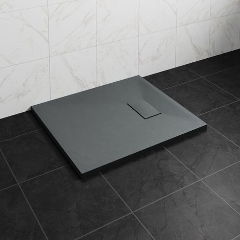 NRG 1000 x 700mm SMC Anthracite Rectangle Slate Effect Bathroom Shower Tray