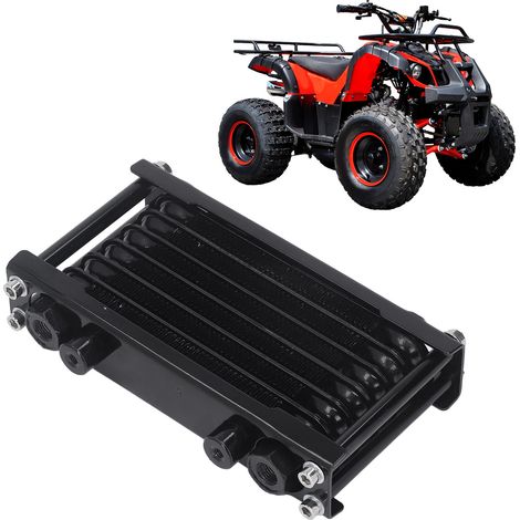 Ölkühler aus Aluminium + Montagesatz, geeignet für Motorräder, Geländefahrzeuge und Quads von 50 bis 250 cm³ (schwarz) (1/5)