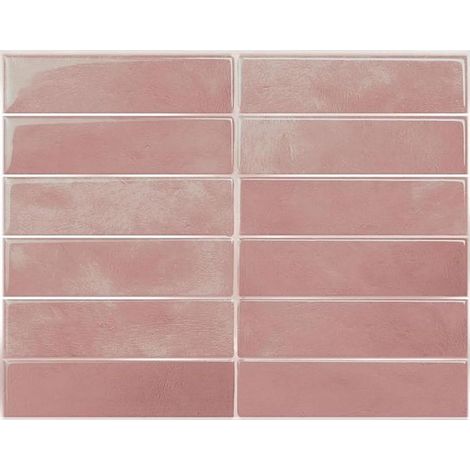 Peel and Stick Lot de 10 autocollants pour carrelage 29 x 23 cm Autocollants muraux étanches Pour cuisine, salle de bain, décoration murale Rose (1/5)