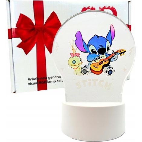 Lampe de bureau Stitch Lilo Guitare pour enfants, LED 3D, cadeau de Noël
