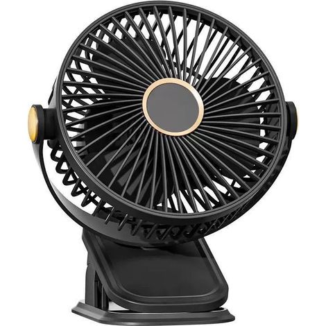 Mini ventilateur USB noir 1200mAh, rechargeable, moteur sans balais, puissant et silencieux pour usage quotidien (1/5)