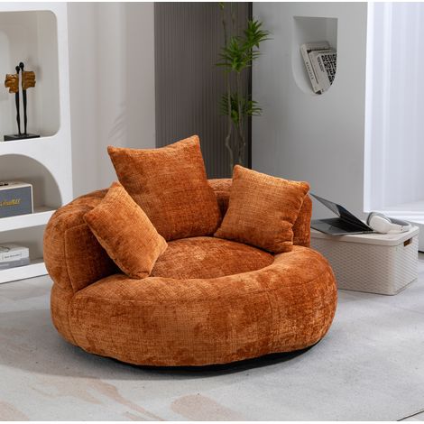 Relaxsessel 108x108x52 cm Orange, 3 Kissen, Chenille, ohne Montage MEUBLIV (1/5)