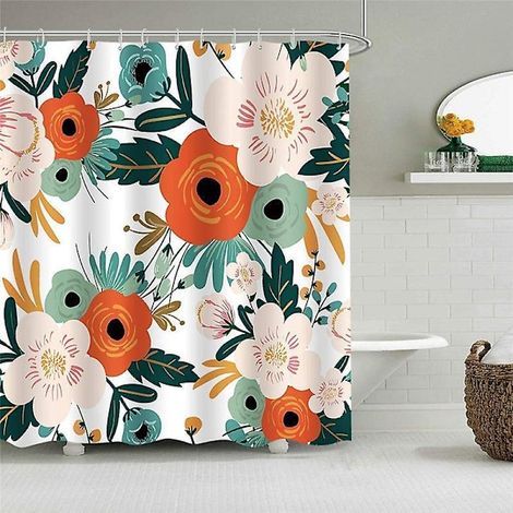 Natural Green Leaves - Shower Curtain - Mold and Mildew Resistant, 180x180cm, Washable Polyester, 3D HD Design with 12 Hooks (1/5)