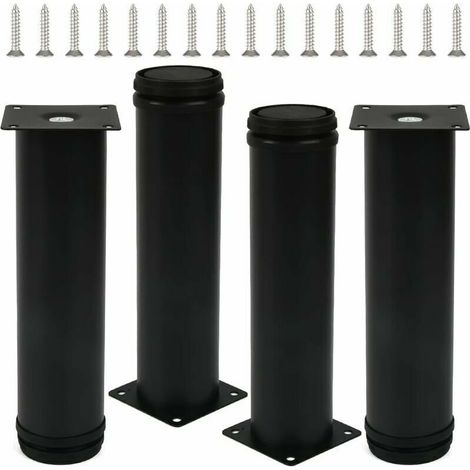 4 Stück Möbelbeine, schwarze verstellbare Beine, 200 mm Höhe, Edelstahl-Möbelbeine, verstärkte Tischbeine, Möbelbeine mit 16 Edelstahlschrauben (1/5)