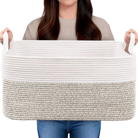 panier de rangement, 65 L, panier à jouets avec poignée, panier à linge pour salon, chambre d'enfant, chambre à coucher - 55 x 38 x 30 cm (1/5)