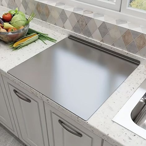 304 Conseil de coupe de cuisine en acier inoxydable facile à nettoyer Conseil d'épandage de la pâte de repas Prép Planche de coupe (1/5)