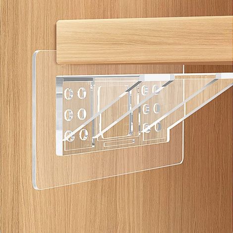 Lot de 6 supports adhésifs pour étagères, grande taille, double rangée, renforcés et épais, avec picots transparents amovibles, pour placards de cuisine, bibliothèques et armoires. (1/5)