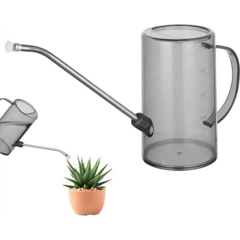 1-liter long-spouted plastic watering can, for indoor and outdoor plants, succulents, flowers, grey (1/5)