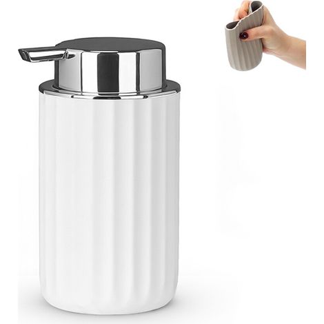Dispenser sapone bianco con dosatore cromato in gomma termoplastica - Gummy