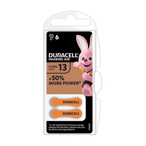 PILA APPARECCHIO ACUSTICO EASY TAB 13 DURACELL - ARANCIO CF=PZ 6- 10 confezioni