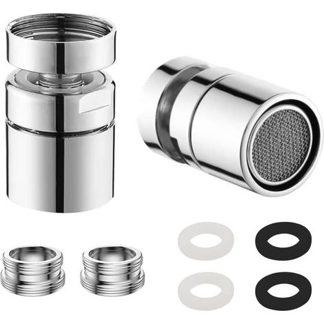 2 Pièces Aérateur de Robinet en Acier Inoxydable Filtre de Robinet d'évier Pivotant à 360° Filtre d'aérateur de Brise-Air pour Robinets de Cuisine et de Salle de Bain avec Adaptateur de Bec à Filetage