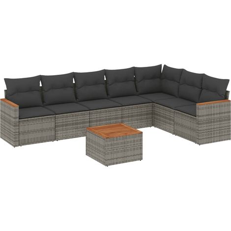 Maison Exclusive - 8-tlg. Garten-Sofagarnitur mit Kissen Grau Pol
