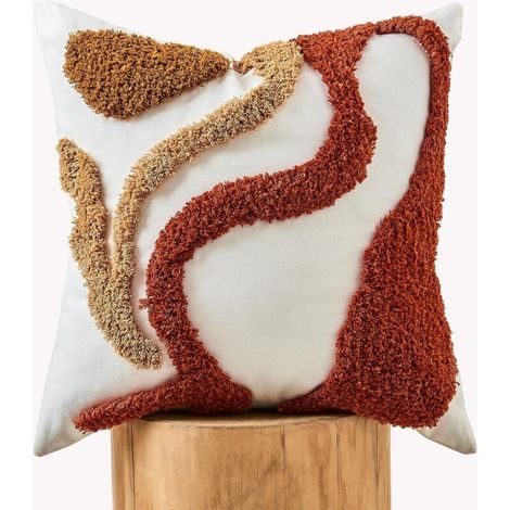 Housse de coussin décorative style bohème, taies d'oreiller touffetées en jacquard, style ferme, idéale pour un cadeau, un canapé, un lit ou une chaise (45,7 x 45,7 cm) (1/5)