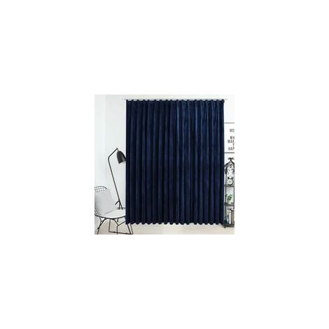 Verdunkelungsvorhang mit Haken, Samt, dunkelblau, 290 x 245 cm - Crezuo