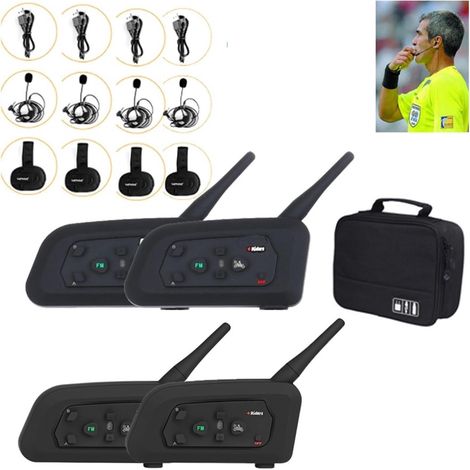 4 pièces 1200M interphone Full Duplex 4 Voies entraîneur de Football Juge Tour d'oreille écouteur Arbitre système de Communication BT Interphone (1/5)