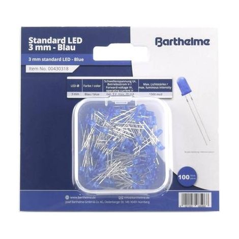 Barthelme LED difusor azul 3 V 30° 1500 mcd