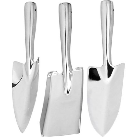 juego de 3 palas de acero inoxidable, herramientas para arrancar maleza, rastrillo, pala de jardín de acero inoxidable, palas de mano portátiles
