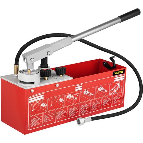 Pompe de test de pression hydrostatique, test jusqu'à 60 bar/860 psi, réservoir de 3,2 gallons, kit de testeur de pression d'eau manuel hydraulique avec jauge à trois unités et connexion R 1/2" pour t (1/5)