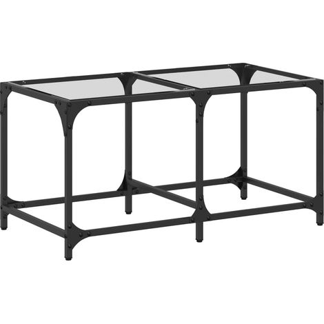 Mesa de centro de diseño moderno con tapa de cristal transparente 78,5 x 40 x 40 cm acero DEC037372