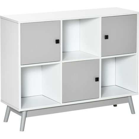 Bibliothèque scandinave MONTEMAR blanche et grise