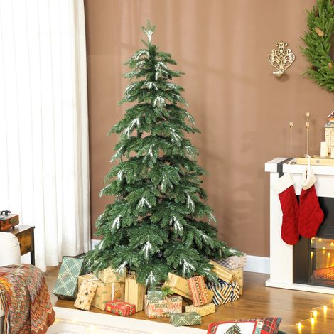 Künstlicher Weihnachtsbaum, 180 cm, realistische Zweige mit Schneeeffekt, Stahlständer, klappbarer Fuß, schneller Aufbau