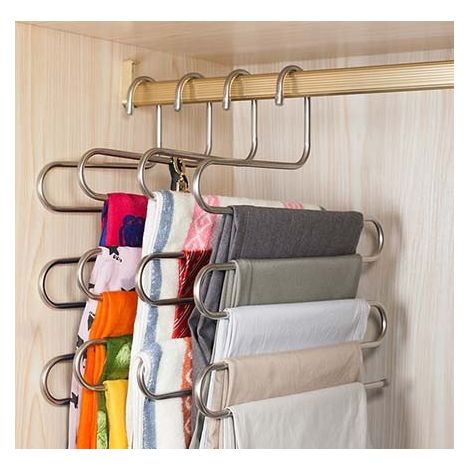 Cintres pour pantalons Ensemble de 2 cintres multi-usages peu encombrants en acier inoxydable Cintres extensibles pliables Multi Cintres Porte-penderie