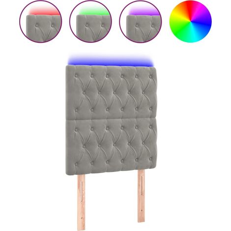 Maison Exclusive - LED Kopfteil Hellgrau 80x7x118/128 cm Samt