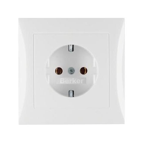 Berker 47428989 Steckdose SCHUKO mit Abdeckplatte S.1/B.3/B.7 polarweiß, glänzend (1/5)