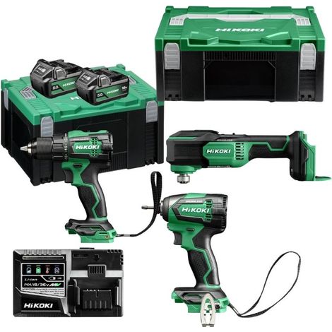 HIKOKI Pack 3 outils Perceuse + visseuse + oscillant 18V 2x5Ah - PACK3OUT18V3 (1/4)