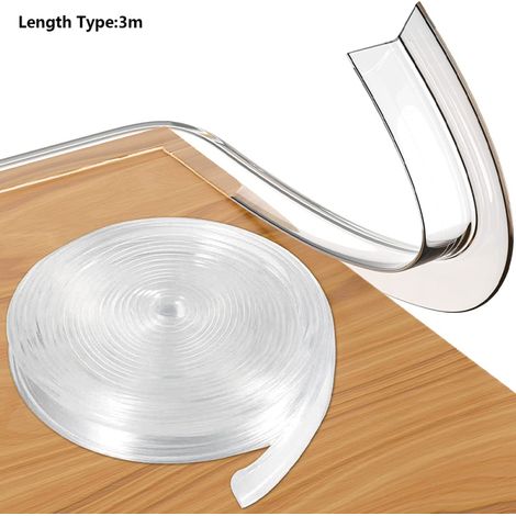 Protections d'angle transparentes pour table, sécurité bébé, protection d'angle en silicone souple, bande de protection pour bords de meubles 3 m (1/5)