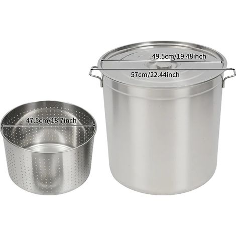 Marmite, capacité de 50L, comprend un panier perforé, Argent (1/2)