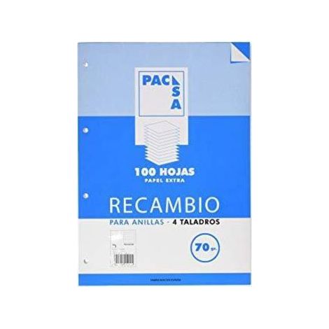 PACSA RECAMBIO 4 TALADROS 100 HOJAS 70GR 4X4 A5