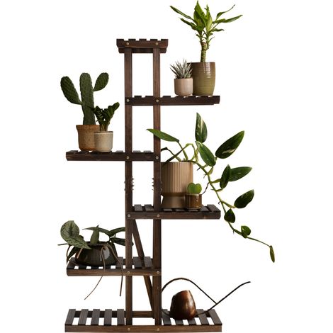 ML-Design Blumenregal aus Holz, 75x27,5x140 cm, Pflanzenregal 6 Ebenen, Blumentreppe 6 Etagen, Pflanzentreppe, Pflanzenständer, Gartenregal Draußen, Blumenständer für Balkon Wohzimmer Garten Outdoor (1/5)