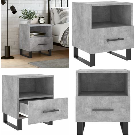 Table de chevet gris béton 40x35x47,5 cm bois d’ingénierie - Rangement chambre - Table de chevet gris béton (1/5)