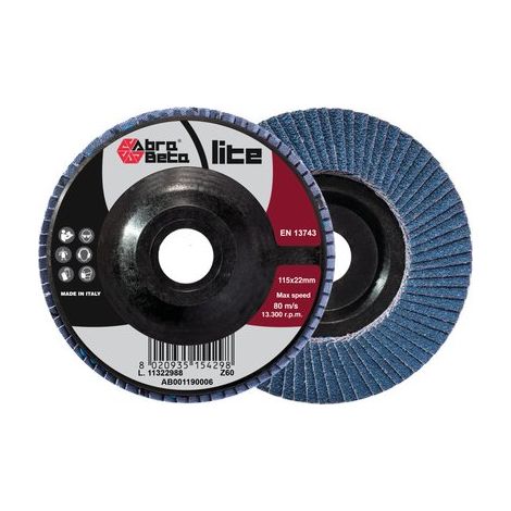 Disco Lamelle Radiali Zirconio Abrabeta Grana 60 115 x 22 mm 20 Pezzi