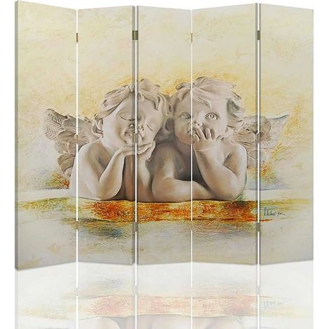 Paravent Décoratif Anges Charmants et Élégants 5 Volets - 180 x 150 cm - 2 faces R° V° (1/5)