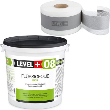 LEVEL+ Dichtset für Duschabdichtung Bad Dichtband Flüssigfolie 20kg SET47 (1/4)