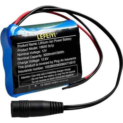 12V 3000mAh 3S1P 18650 lithium-ion rechargeable battery, used in CCTV cameras and other equipment. (1/4)