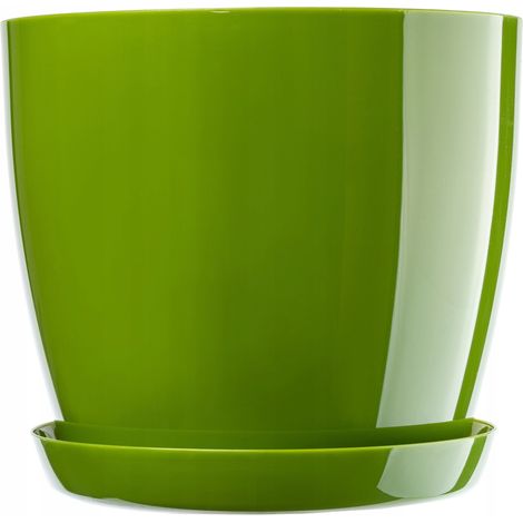 KADAX Blumentopf, Pflanzkübel mit Untersetzer, runder Blumenkübel, 20 cm, Grün (1/3)