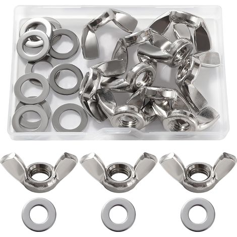 10 Pièces M10 Écrou Papillon, Écrous À Oreilles en Acier Inoxydable, d'Écrous Papillon Métriques à Main, avec 10 Pièces Rondelles Plates, pour Outils de Bricolage (1/5)
