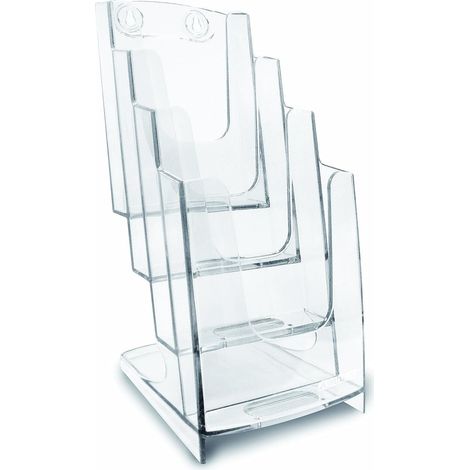 70A64 Portadepliant Modulare Multipla per Banco o Parete in Plastica Trasparente Formato 1/3 A4 (1/2)