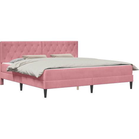 Maison Exclusive - Struttura letto con materasso Rosa 180 x 200 cm Velluto (1/5)