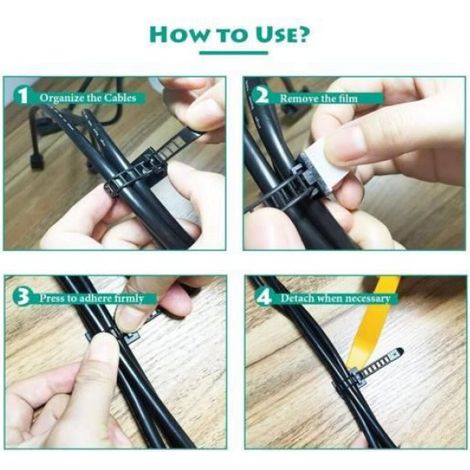 Attaches De Cable - Nylon Réglable Auto-Adhésif Avec Option Fixation À Vis - Pour Organisation Câbles Maison Bureau Atelier - Lot De 25 (1/4)